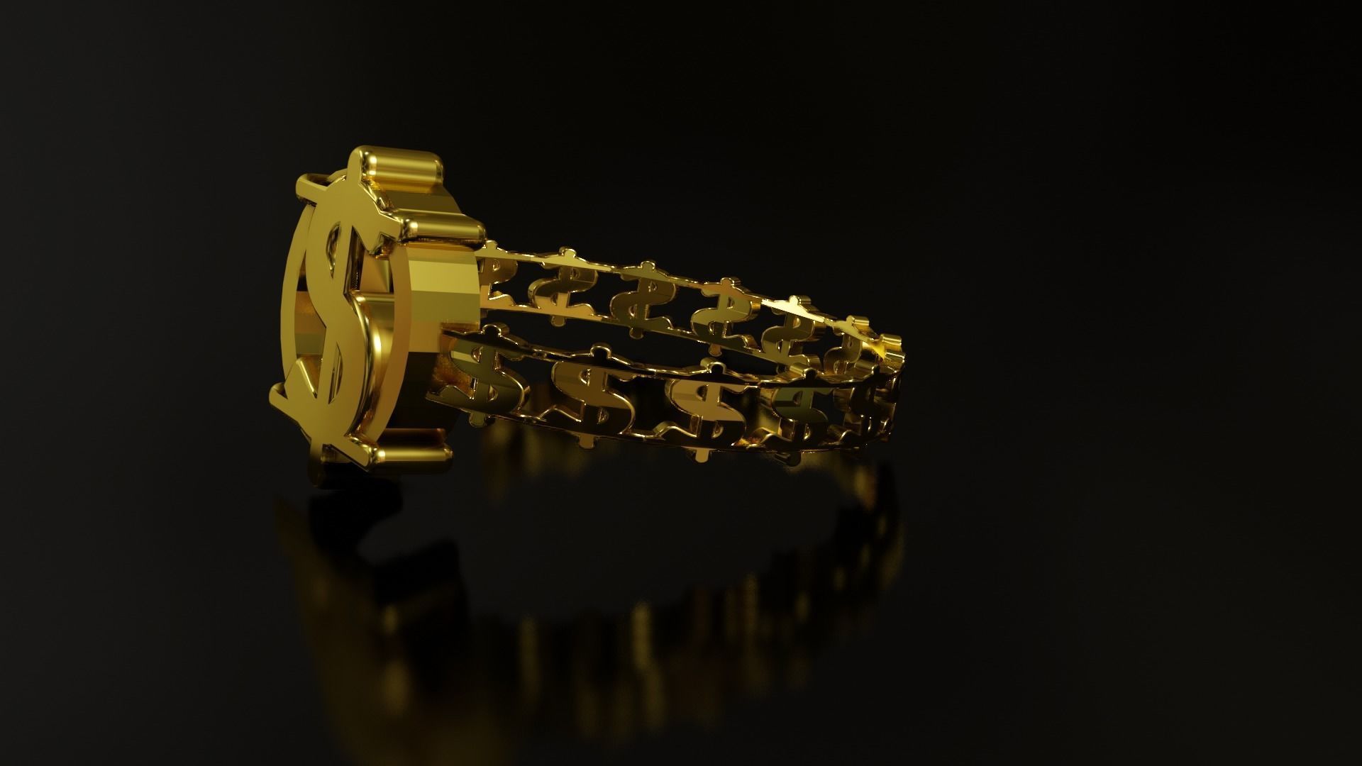 Dollar Sign Ring 3D print model_4