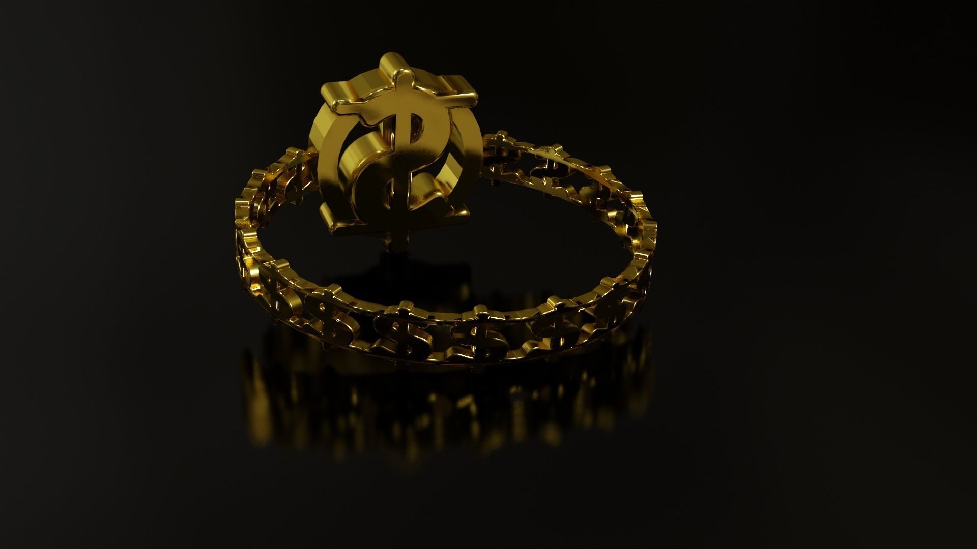 Dollar Sign Ring 3D print model_6