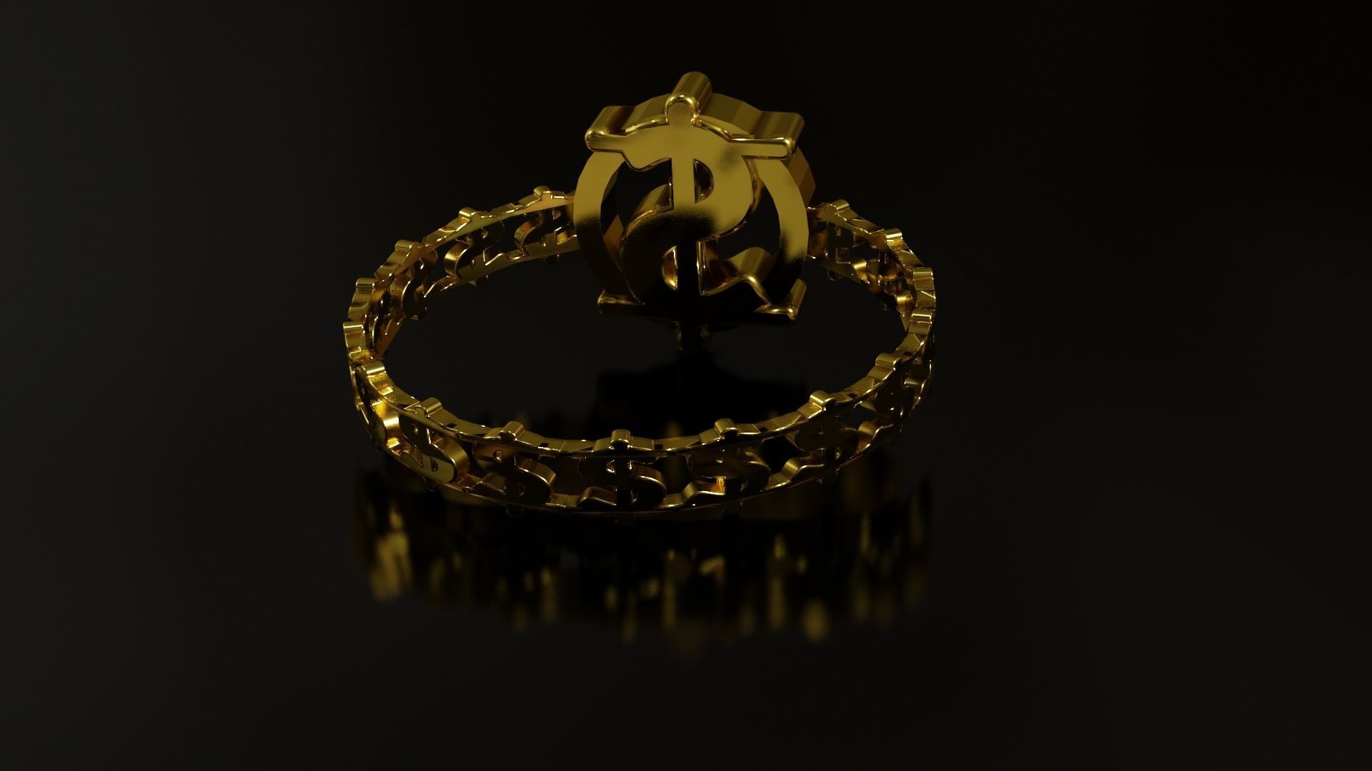 Dollar Sign Ring 3D print model_7