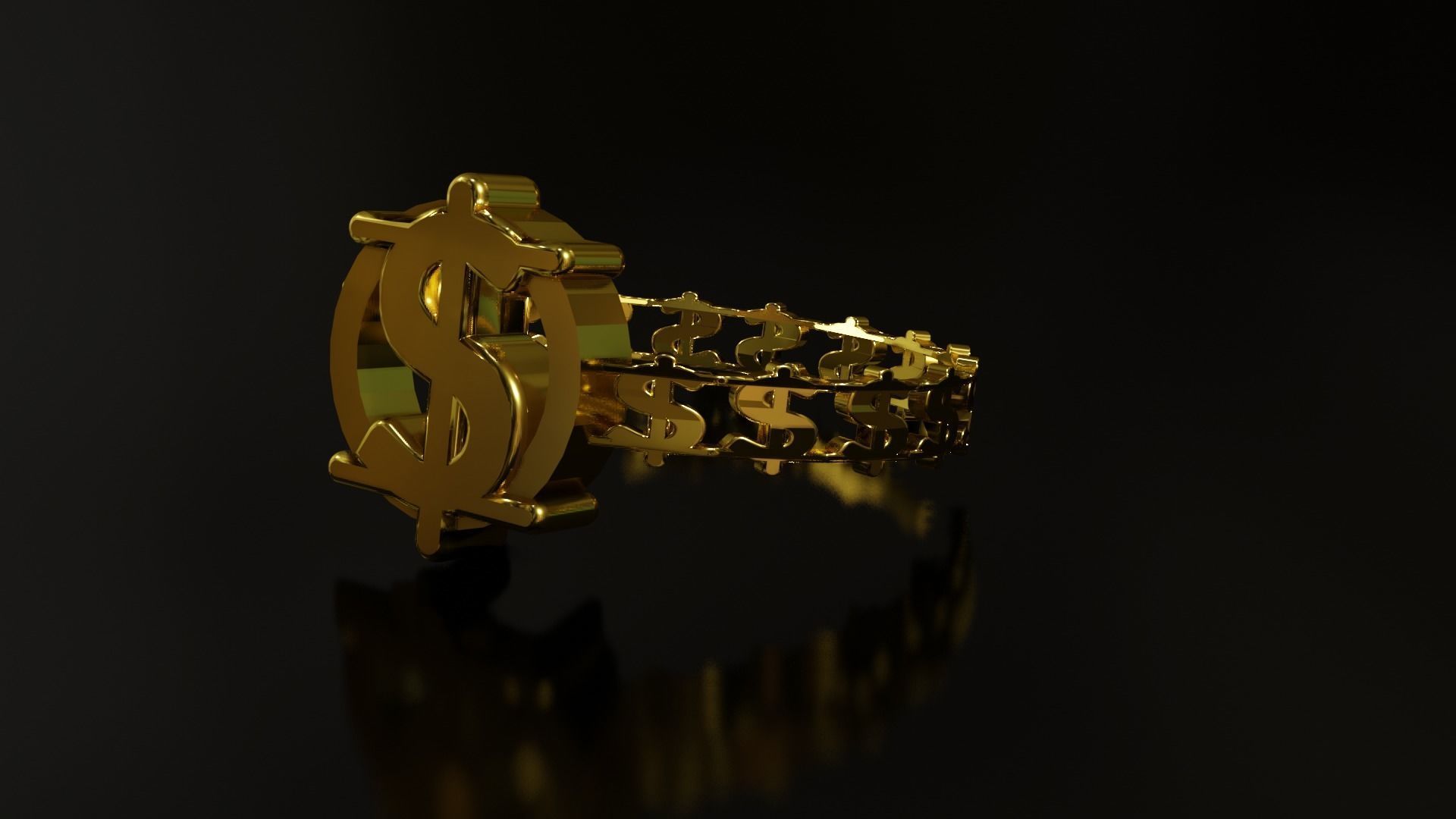 Dollar Sign Ring 3D print model_2