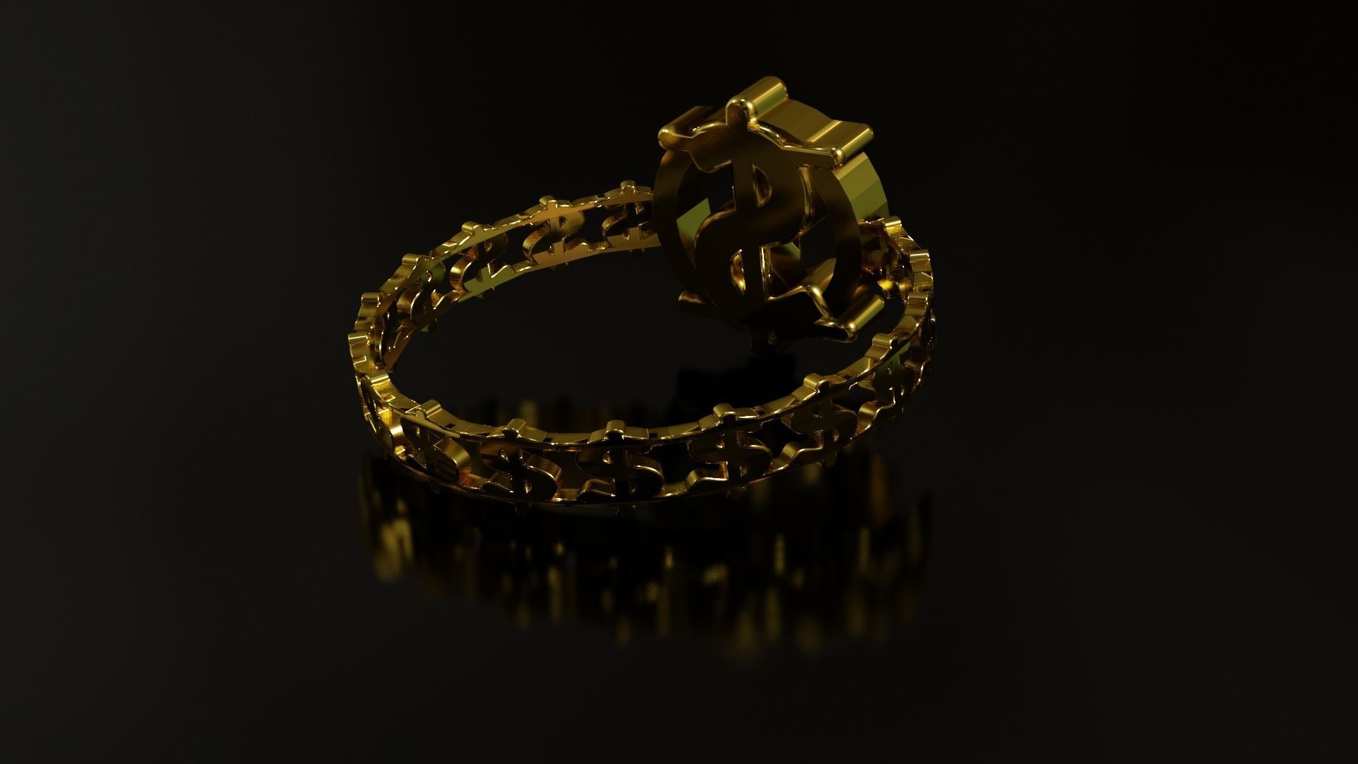Dollar Sign Ring 3D print model_8