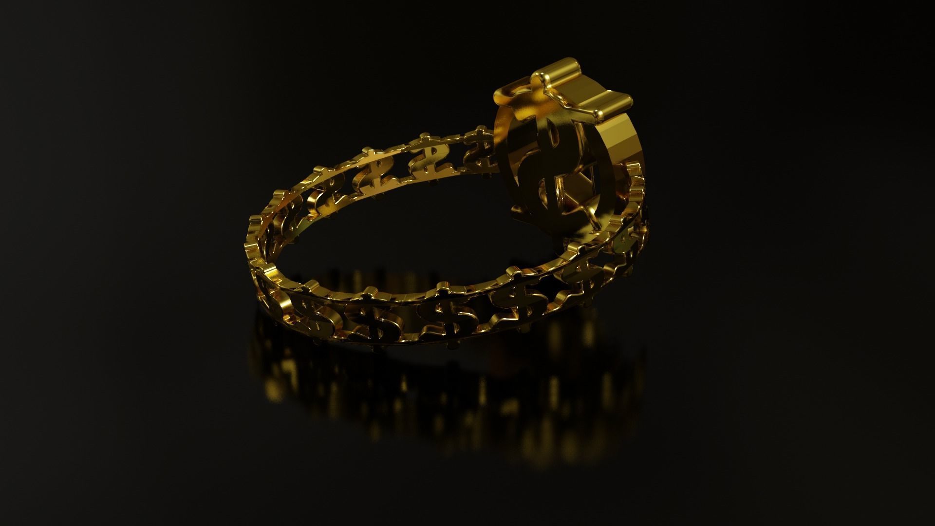Dollar Sign Ring 3D print model_9