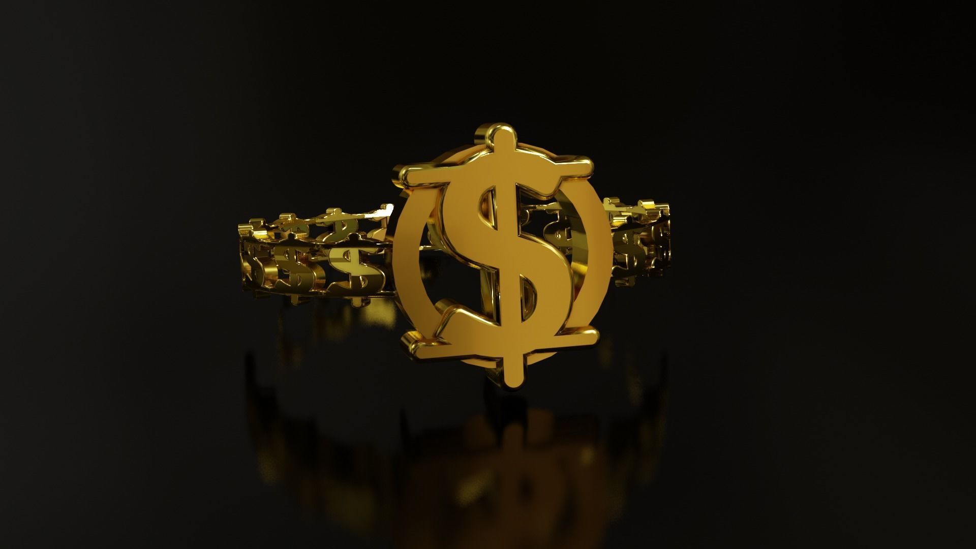 Dollar Sign Ring 3D print model_1