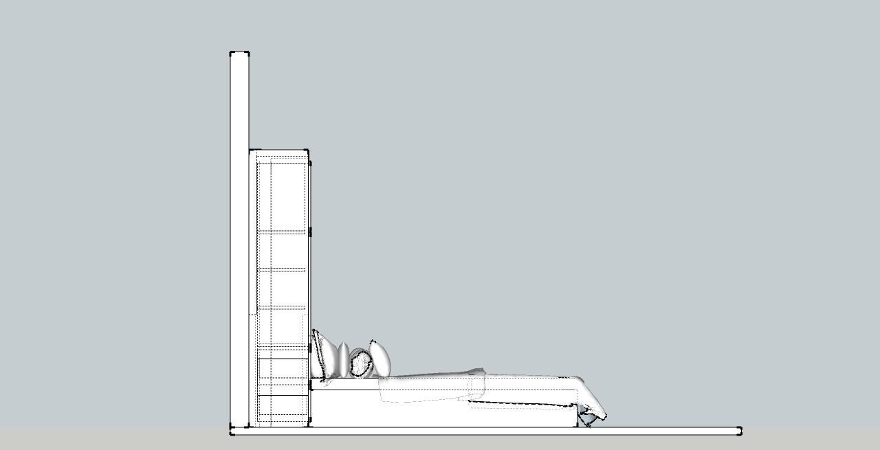 Custom Murphy Bed with drawers and cabinet space 3D model_2