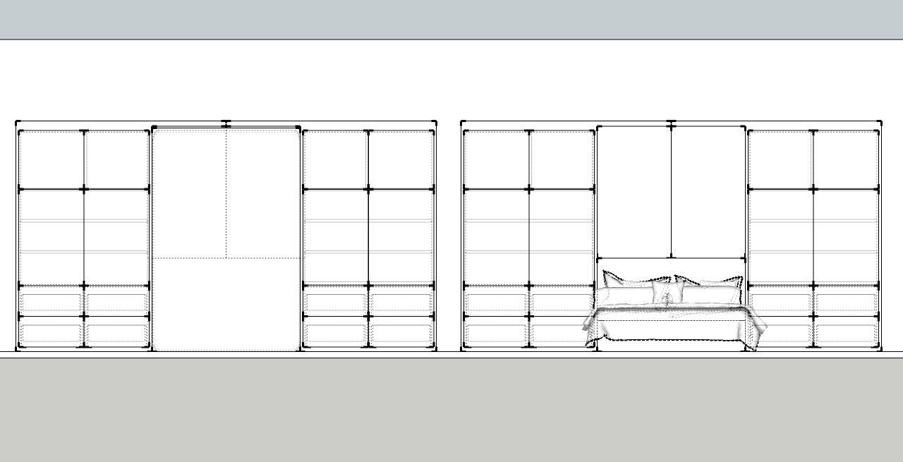 Custom Murphy Bed with drawers and cabinet space 3D model_1