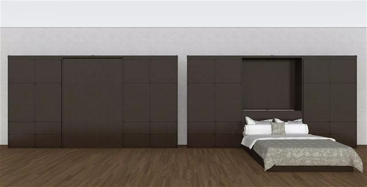 Custom Murphy Bed with drawers and cabinet space 3D model_0