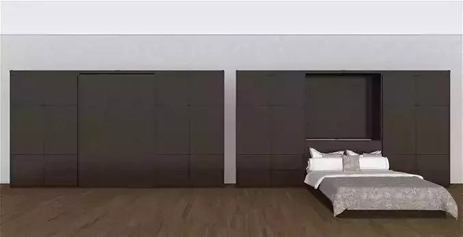 Custom Murphy Bed with drawers and cabinet space 3D model