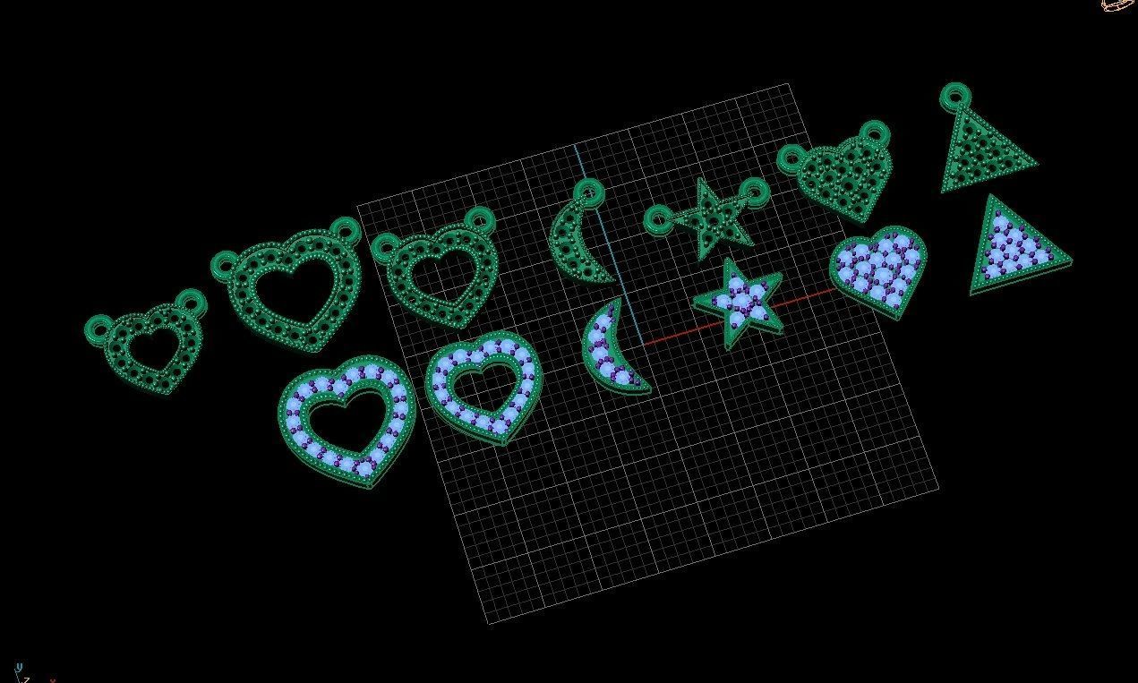 diamond pendants 3D print model_2