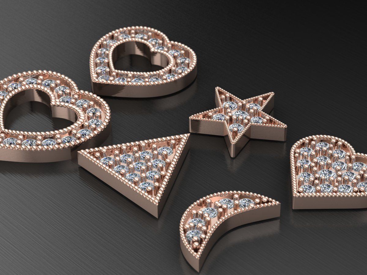 diamond pendants 3D print model_1