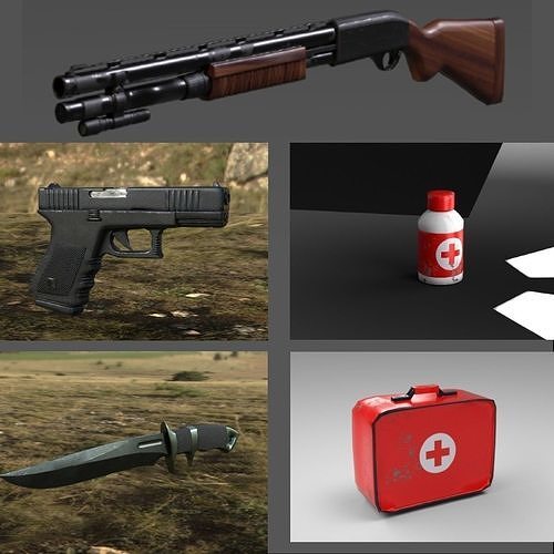 Survival Kit Low Poly Free low-poly 3D model