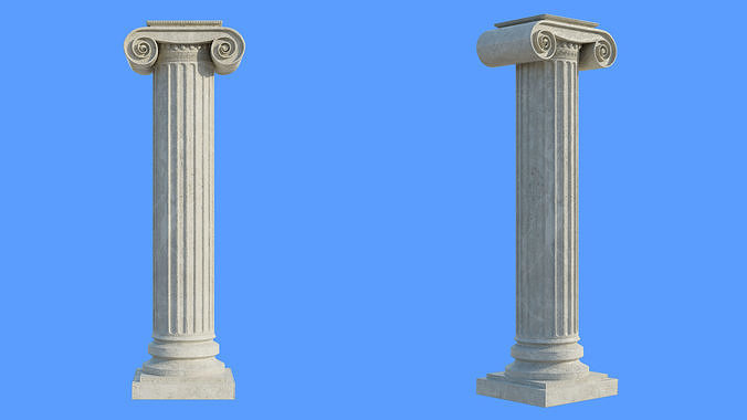 Worn Marble Greco Roman Column Pillar 3D model