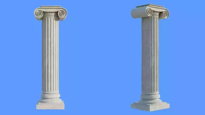 Worn Marble Greco Roman Column Pillar