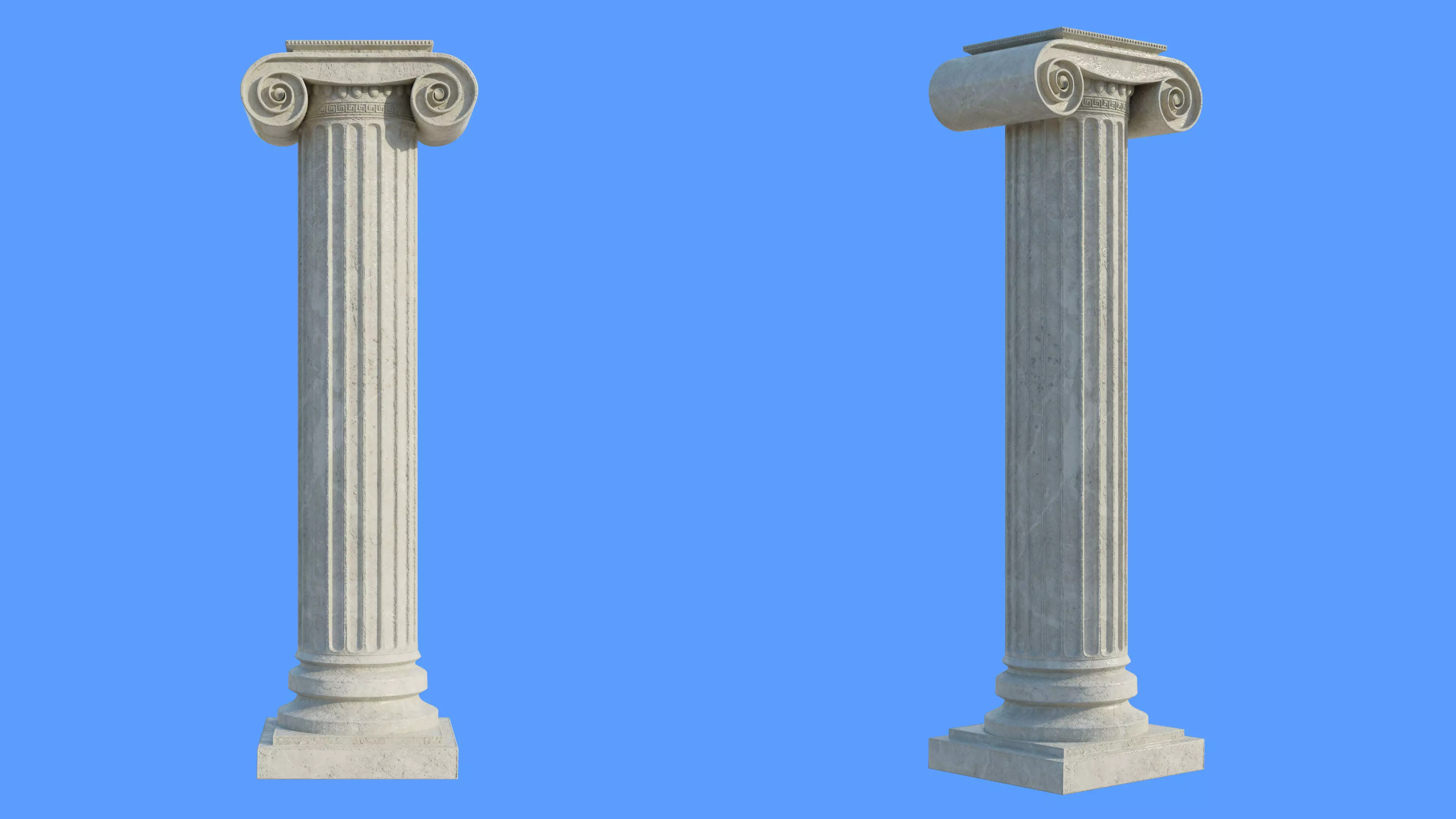 Worn Marble Greco Roman Column Pillar 3D model