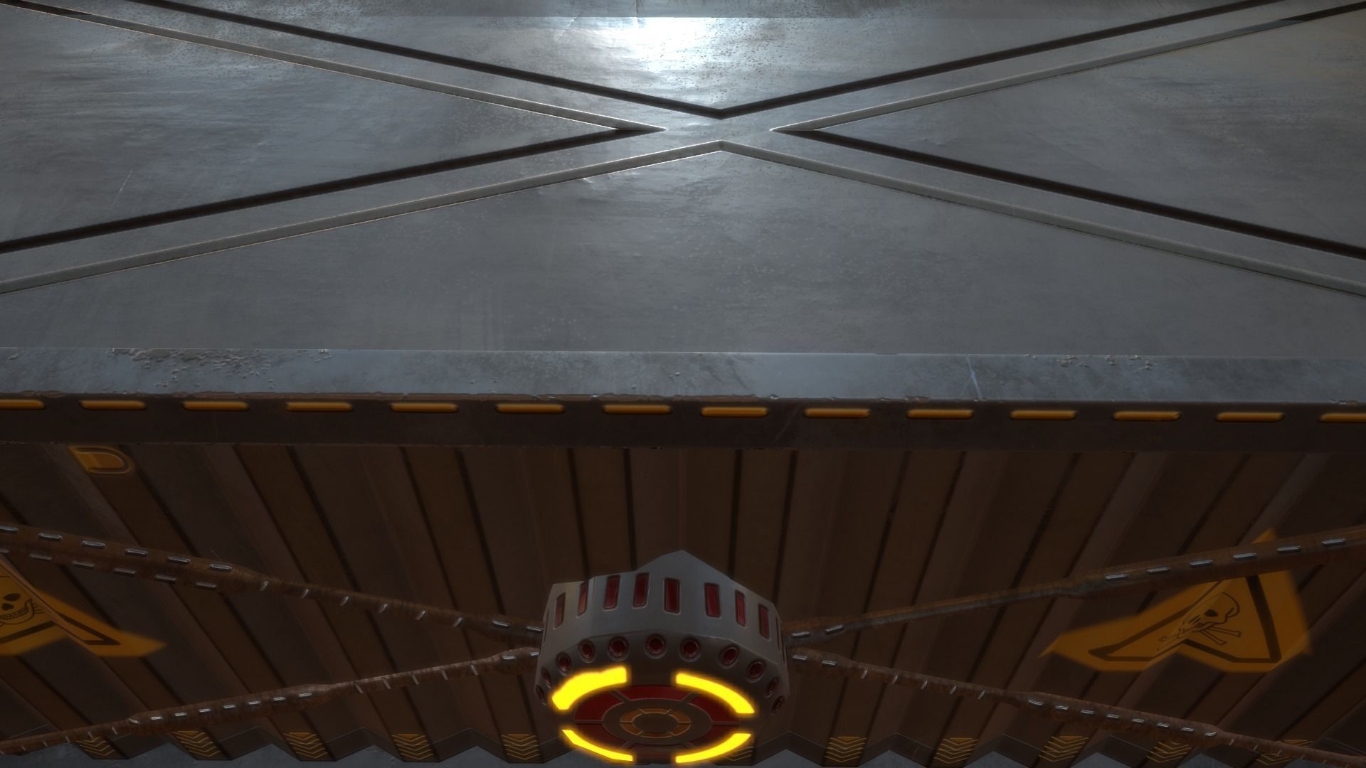 contener metal gate with warning sign Low-poly 3D model_13