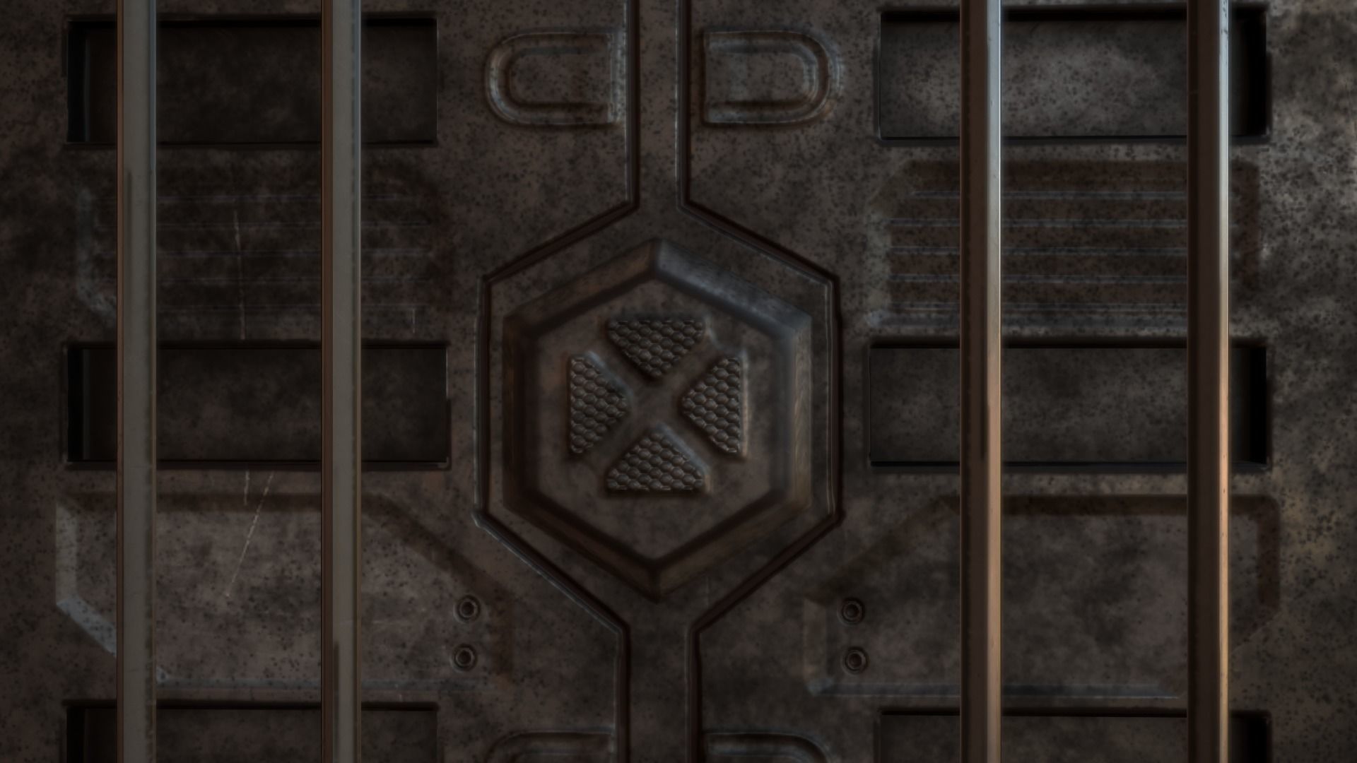 contener metal gate with warning sign Low-poly 3D model_2