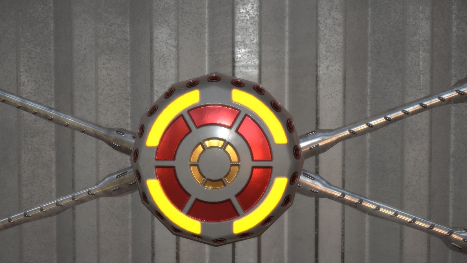 contener metal gate with warning sign Low-poly 3D model_5