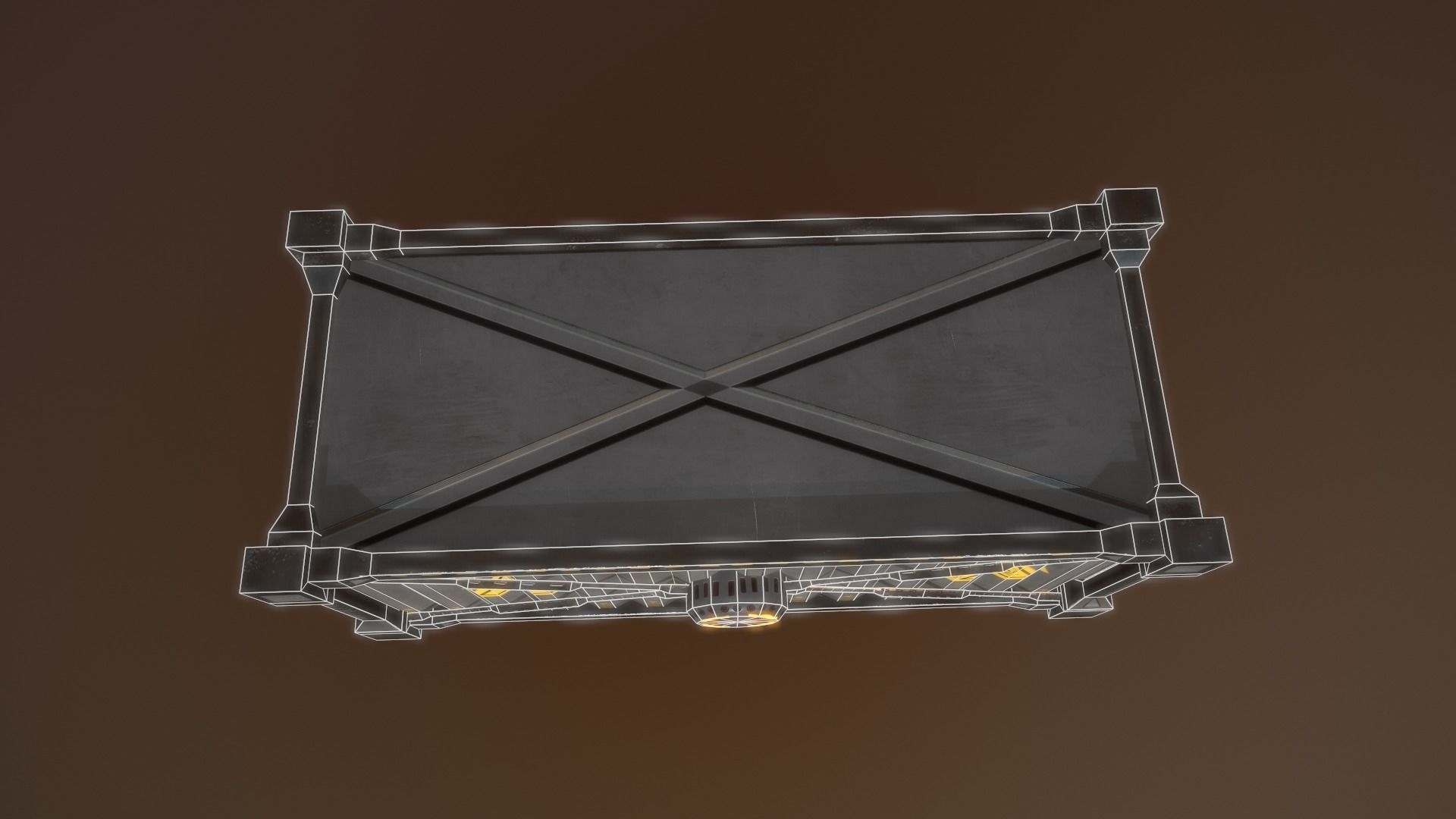 contener metal gate with warning sign Low-poly 3D model_9