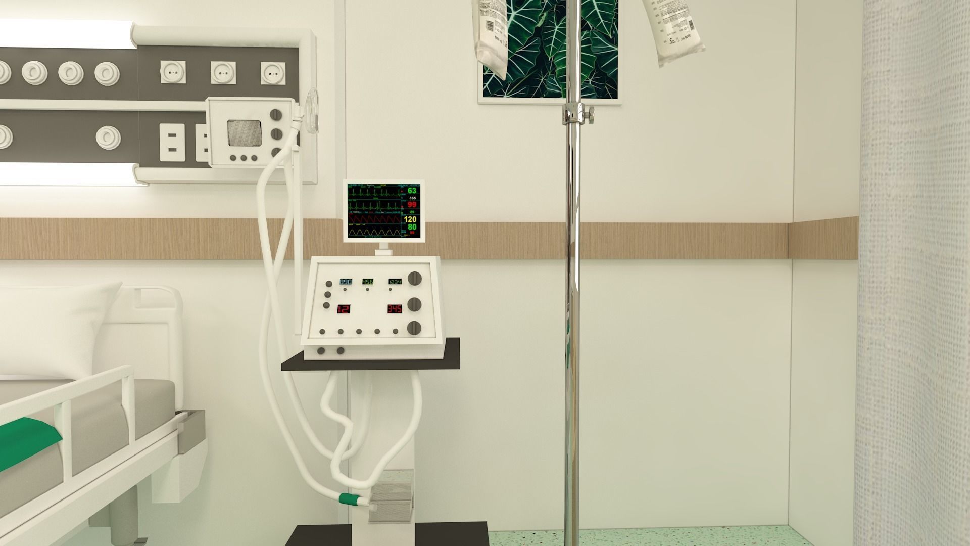 Patient Room Low-poly 3D model_3