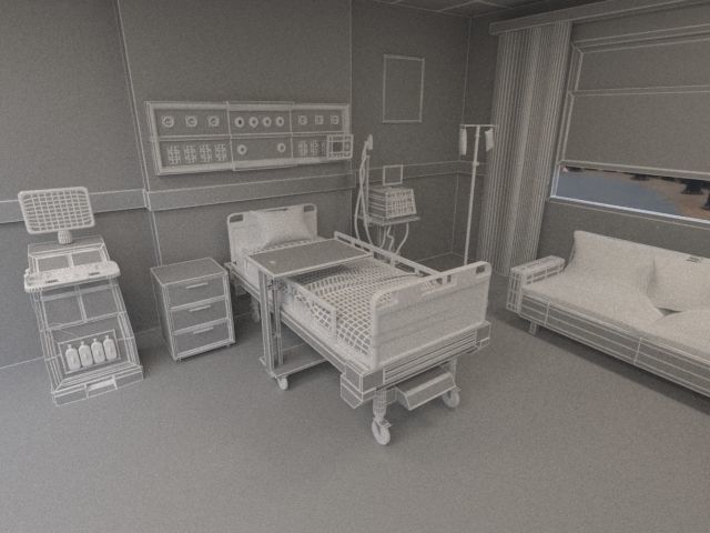 Patient Room Low-poly 3D model_7