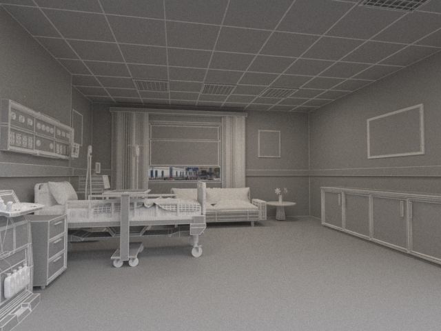 Patient Room Low-poly 3D model_8