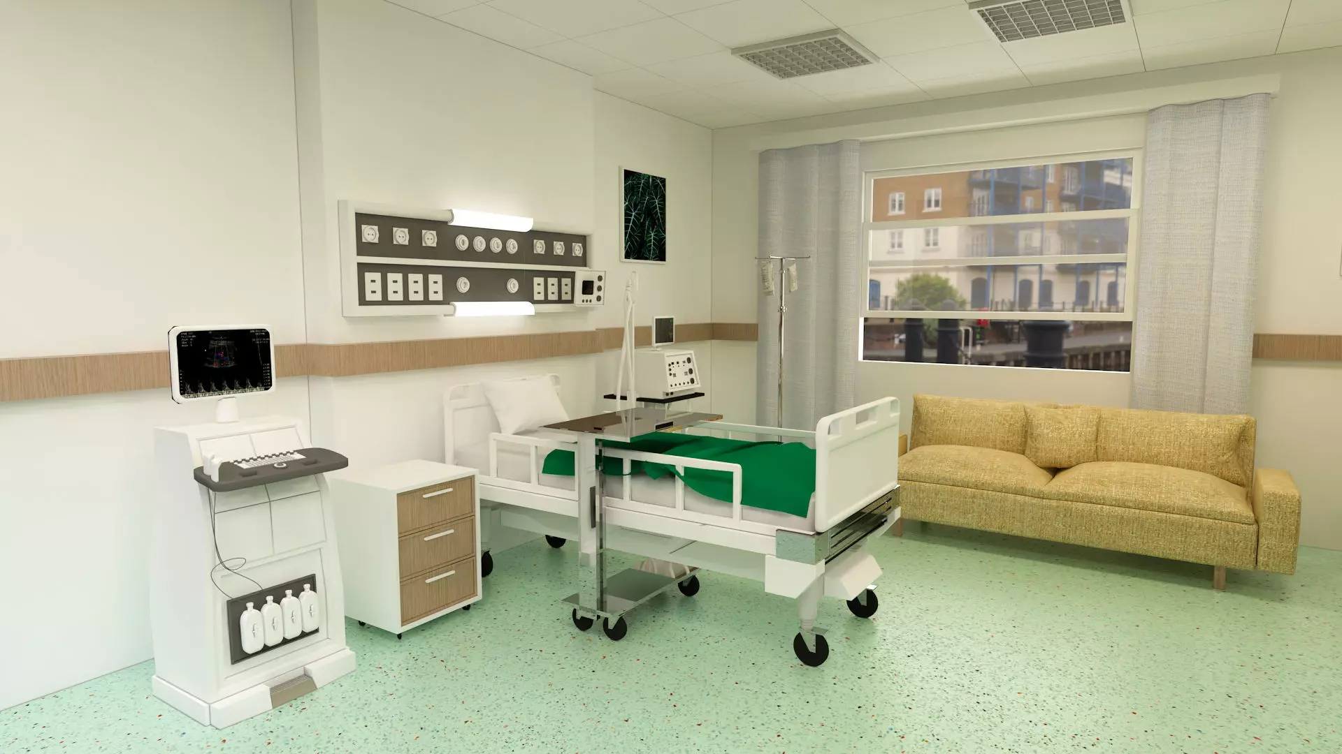 Patient Room Low-poly 3D model_0