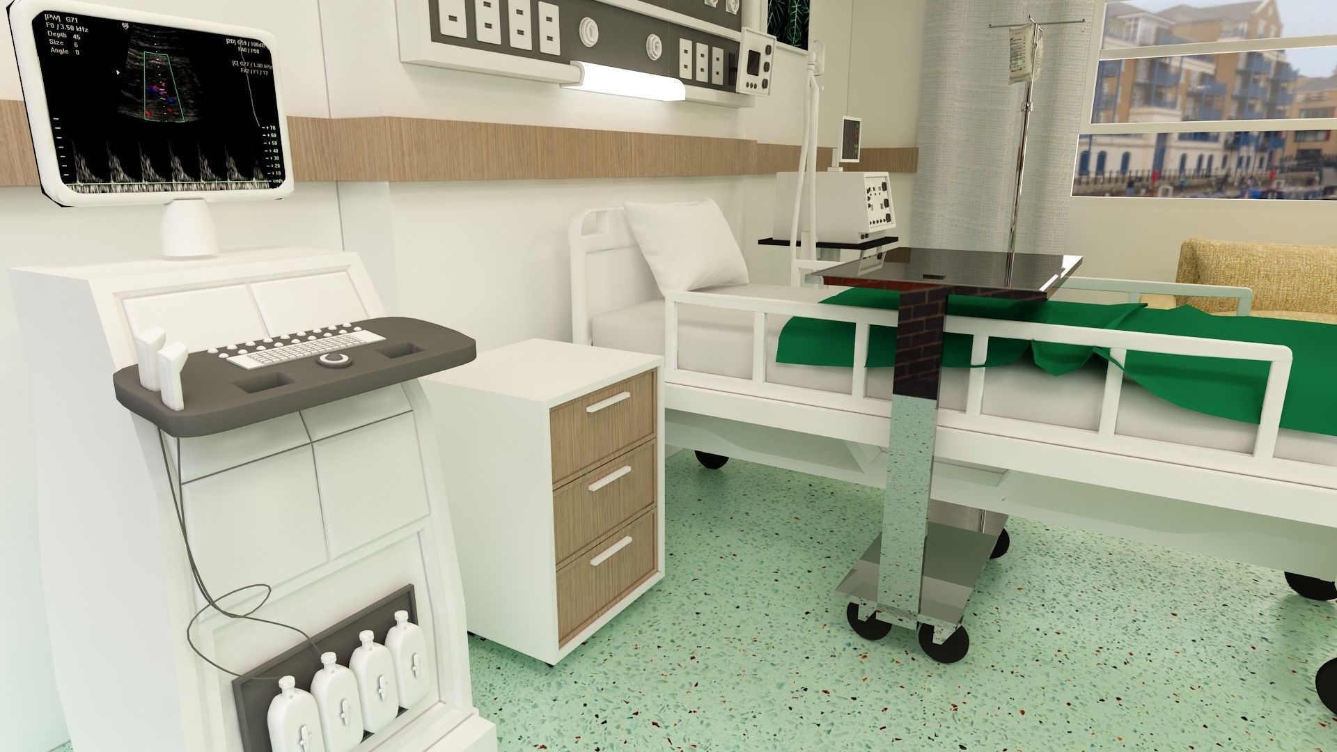 Patient Room Low-poly 3D model_1