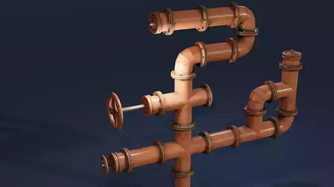 industrial pipes - used look - PBR - low poly 
