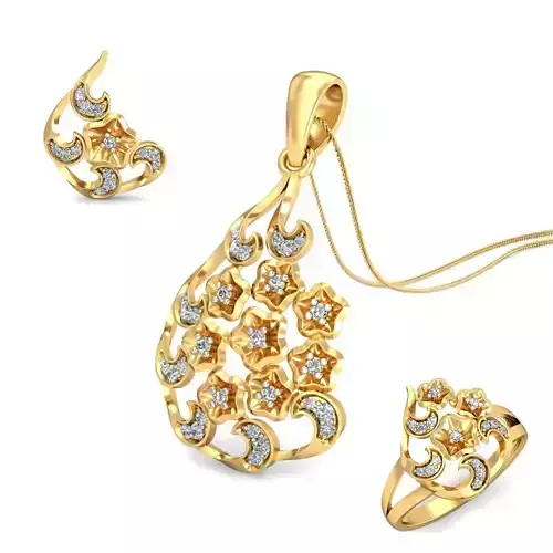 Women ring earrings pendant 3dm stl render detail 3D print model 3D print model
