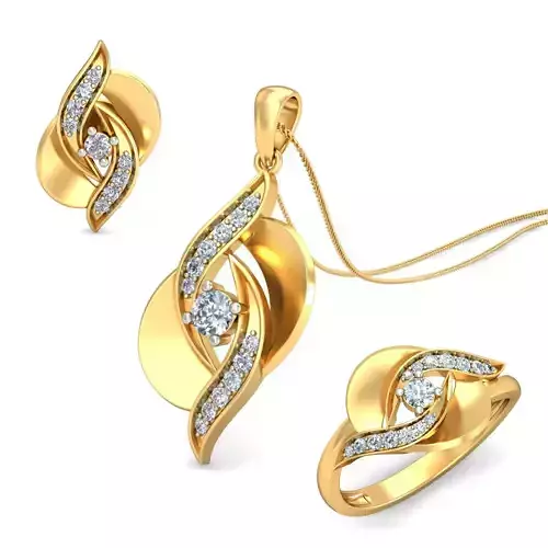Women ring earrings pendant 3dm stl render detail 3D print model 3D print model