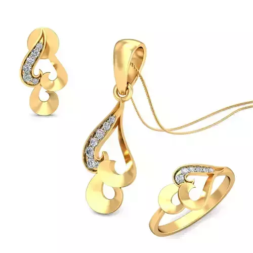 Women ring earrings pendant 3dm stl render detail 3D print model 3D print model