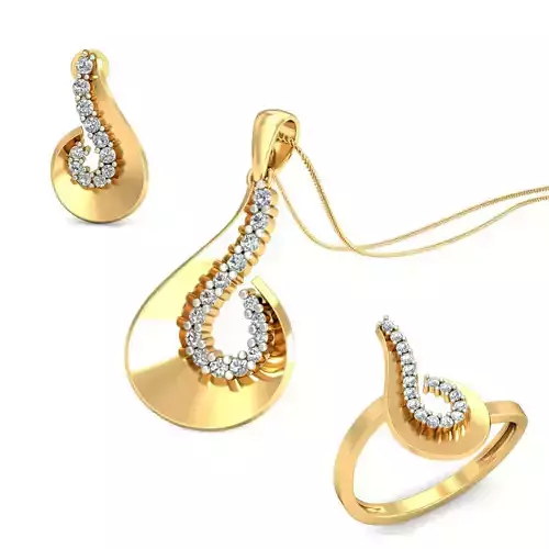 Women ring earrings pendant 3dm stl render detail 3D print model 3D print model