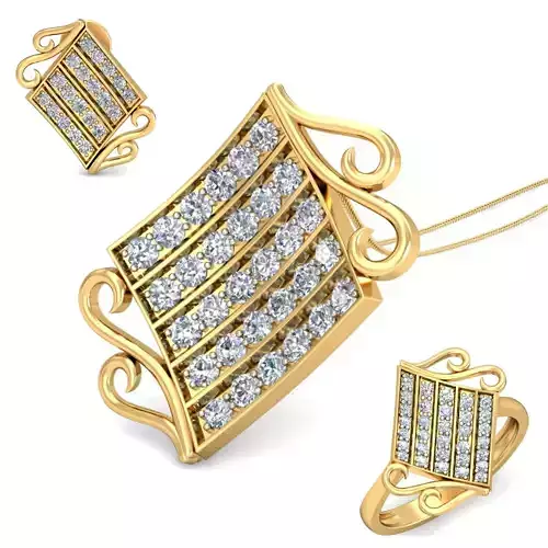 Women ring earrings pendant 3dm stl render detail 3D print model 3D print model