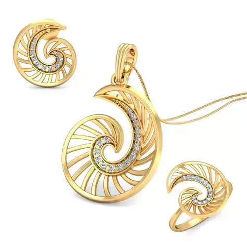 Women ring earrings pendant 3dm stl render detail 3D print model