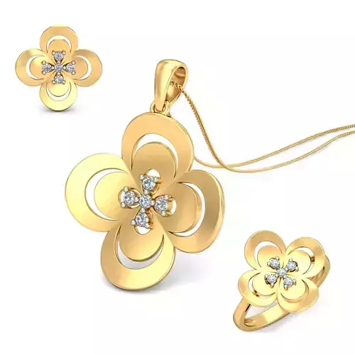 Women ring earrings pendant 3dm stl render detail 3D print model