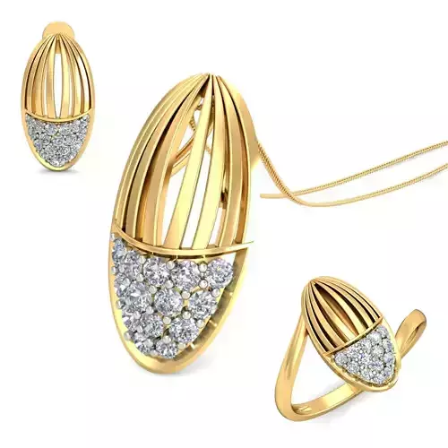 Women ring earrings pendant 3dm stl render detail 3D print model