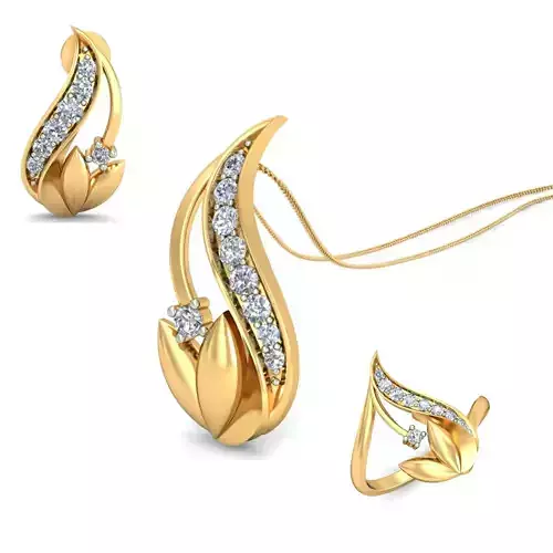 Women ring earrings pendant 3dm stl render detail 3D print model