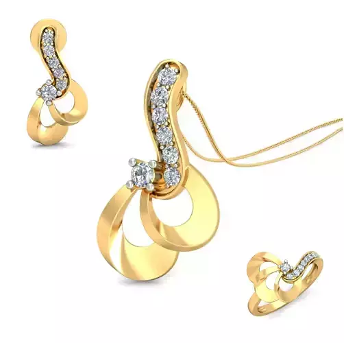 Women ring earrings pendant 3dm stl render detail 3D print model