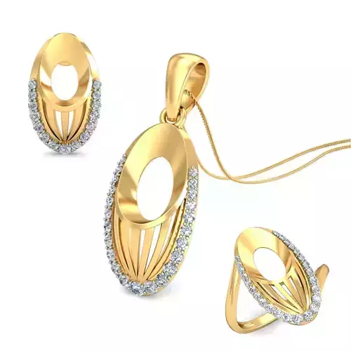Women ring earrings pendant 3dm stl render detail 3D print model