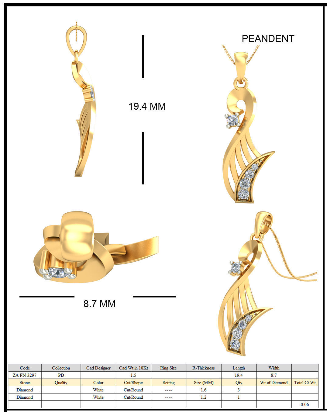 Women ring earrings pendant 3dm stl render detail 3D print model 3D print model_10