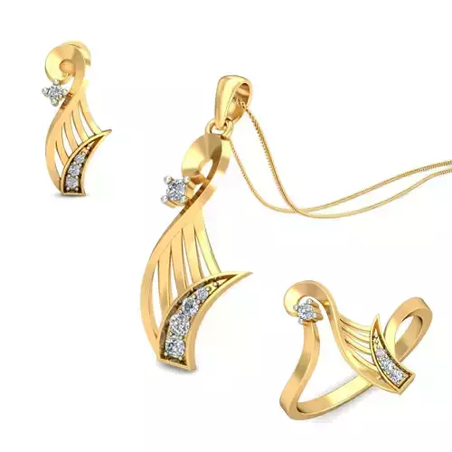 Women ring earrings pendant 3dm stl render detail 3D print model