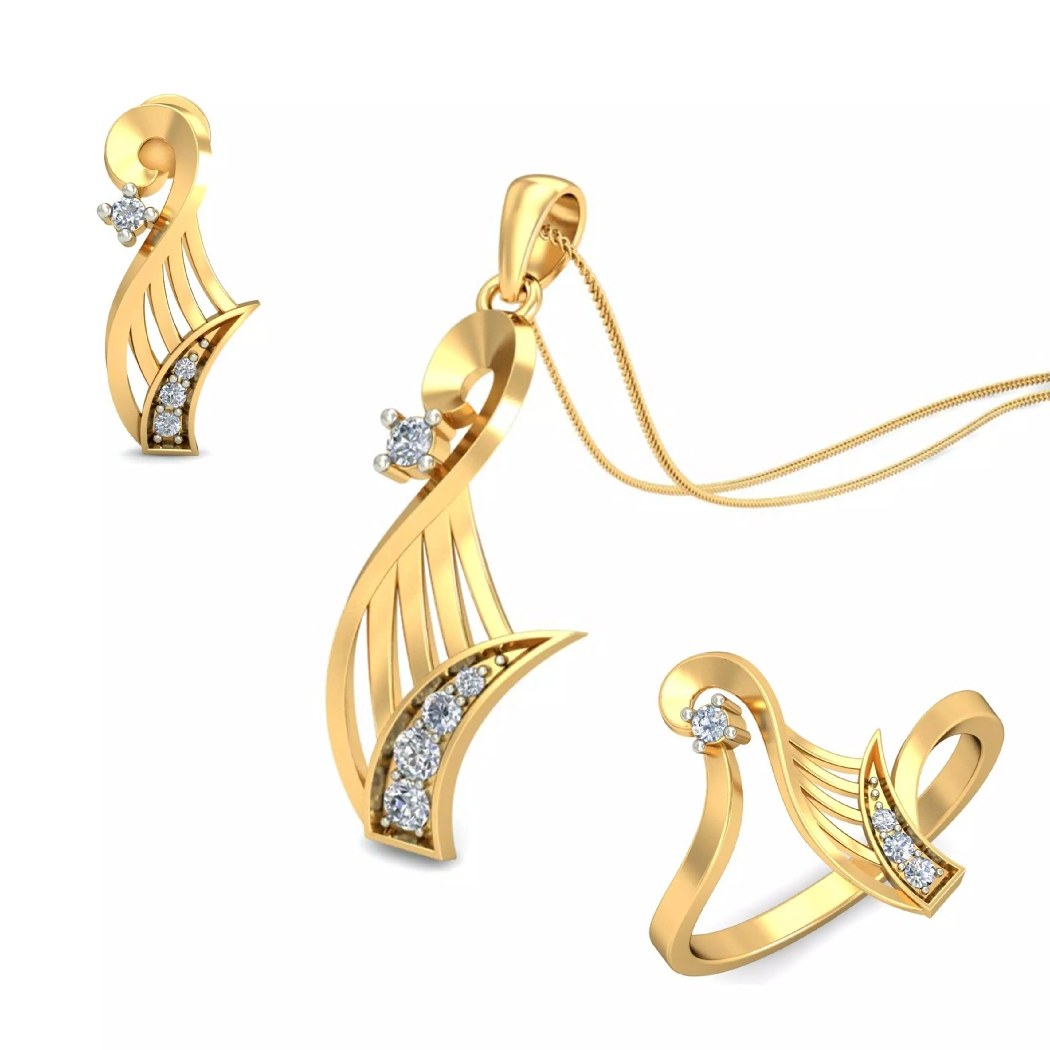 Women ring earrings pendant 3dm stl render detail 3D print model 3D print model_0