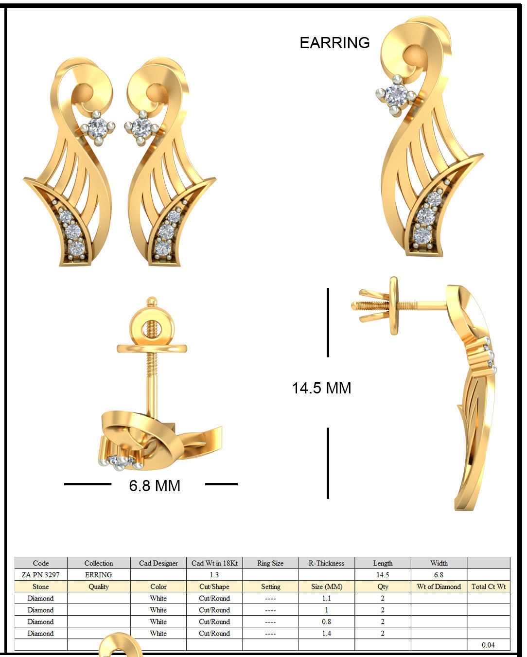 Women ring earrings pendant 3dm stl render detail 3D print model 3D print model_5