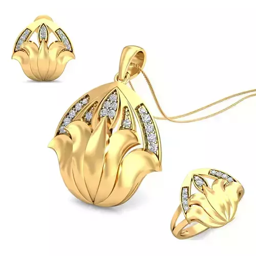 Women ring earrings pendant 3dm stl render detail 3D print model