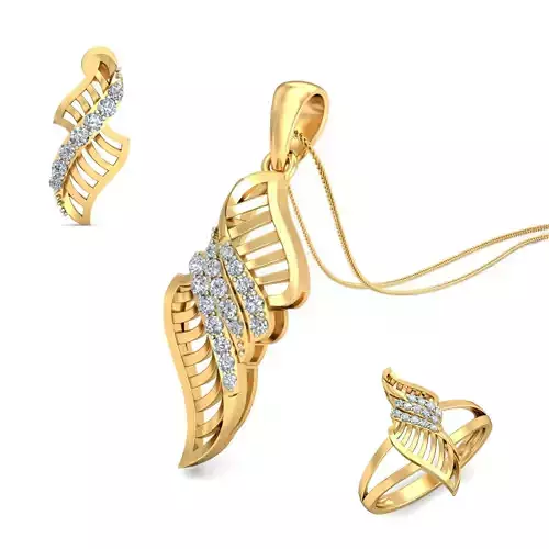 Women ring earrings pendant 3dm stl render detail 3D print model