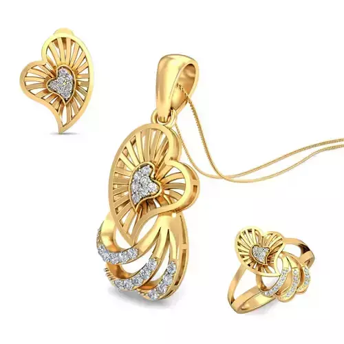 Women ring earrings pendant 3dm stl render detail 3D print model