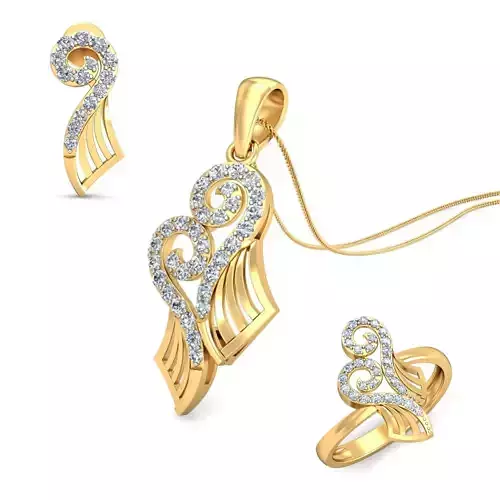 Women ring earrings pendant 3dm stl render detail 3D print model