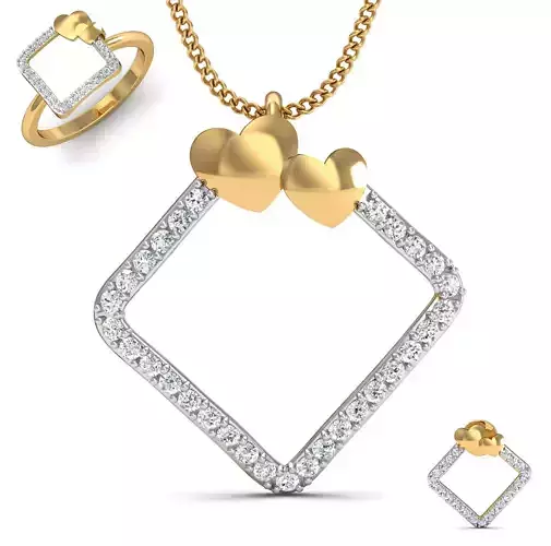 Women ring earrings pendant 3dm stl render detail 3D print model 3D print model