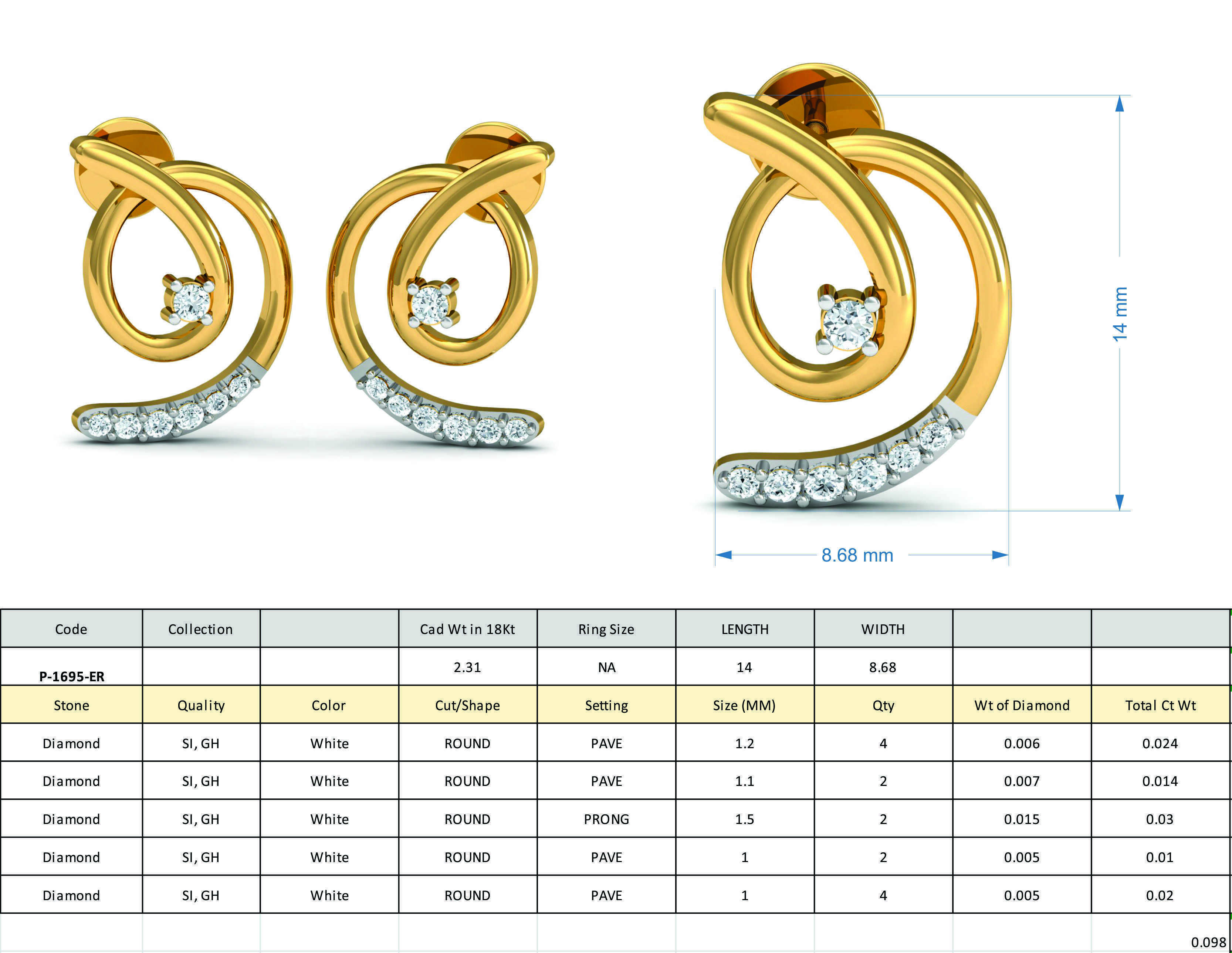 Women ring earrings pendant 3dm stl render detail 3D print model 3D print model_8
