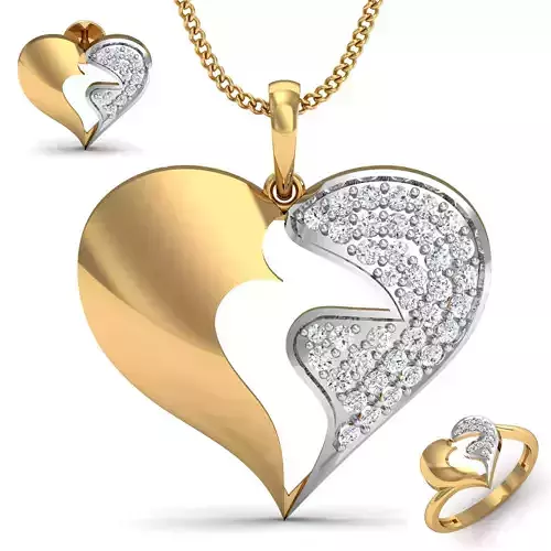 Women ring earrings pendant 3dm stl render detail 3D print model