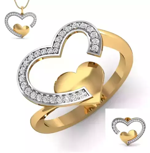 Women ring earrings pendant 3dm stl render detail 3D print model